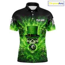Load image into Gallery viewer, Flaming Shamrock Skull Pool 8 Ball Men Billiard Shirt Custom St Patrick's Day Billiard Team Attire NYN2561