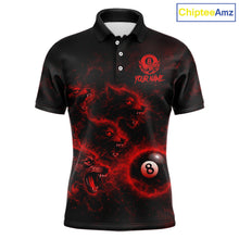 Load image into Gallery viewer, Horror Wolfs Red Flames Smoke Pool 8 Ball Men Billiard Shirt Custom Ball Billiard Team Attire NYN2562