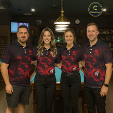 Load image into Gallery viewer, Horror Wolfs Red Flames Smoke Pool 8 Ball Men Billiard Shirt Custom Ball Billiard Team Attire NYN2562