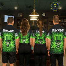 Load image into Gallery viewer, Flaming Shamrock Skull Pool 8 Ball Men Billiard Shirt Custom St Patrick's Day Billiard Team Attire NYN2561