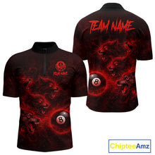 Load image into Gallery viewer, Horror Wolfs Red Flames Smoke Pool 8 Ball Men Billiard Shirt Custom Ball Billiard Team Attire NYN2562