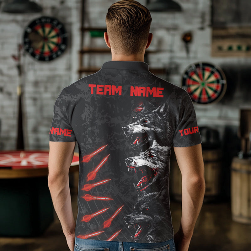 Custom Black-Red Wolfs Grunge Dart Shirts For Men Outfits Dart Tournament Jerseys NYN0032