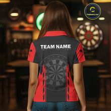 Load image into Gallery viewer, Black &amp; Red Grim Reaper Dartboard Darts Shirt For Women Custom Team Name NYN0365