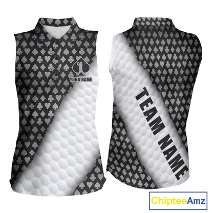 Grey poker golf polo shirt for women custom white golf ball team apparel