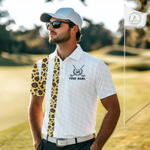 Load image into Gallery viewer, Golden Retriever Golf Shirt Custom Yellow Leopard Pattern Funny Splatter Golf Polos For Men NYN3334