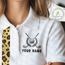 Load image into Gallery viewer, Golden Retriever Golf Shirt Custom Yellow Leopard Pattern Funny Splatter Golf Polos For Women NYN3334