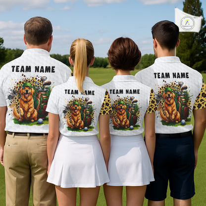 Golden Retriever Golf Shirt Custom Yellow Leopard Pattern Funny Splatter Golf Polos For Men NYN3334