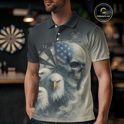 Personalized Patriotic Dart Shirt Custom Eagle Skull Dartboard Dart Jerseys For Men NYN1218