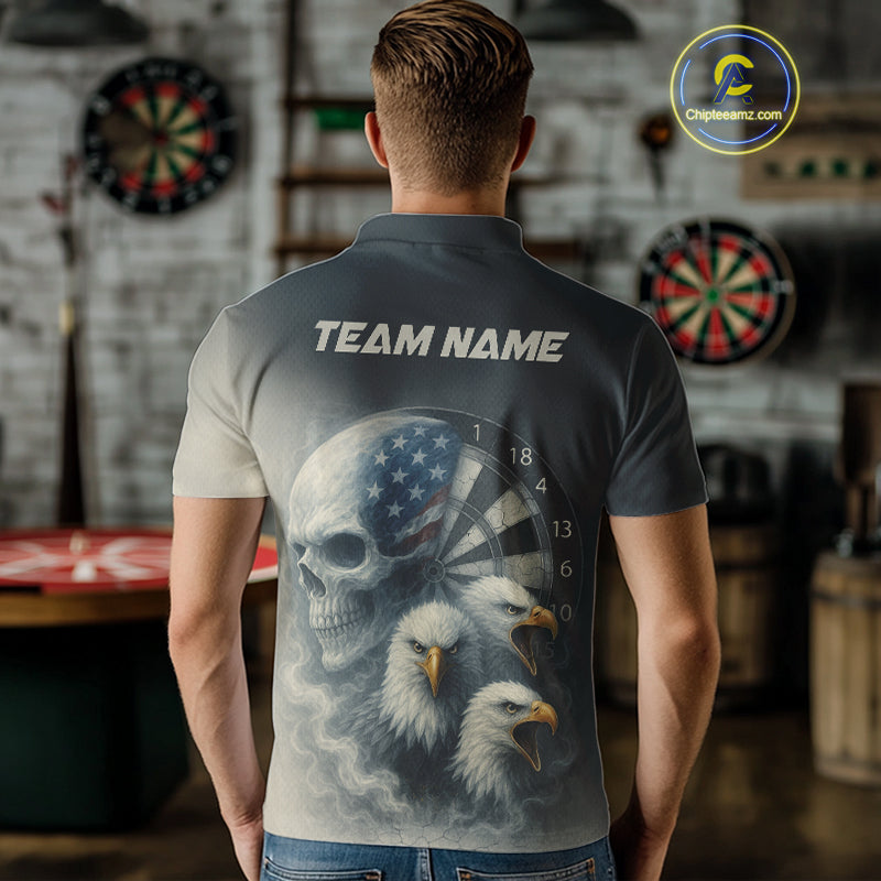 Personalized Patriotic Dart Shirt Custom Eagle Skull Dartboard Dart Jerseys For Men NYN1218