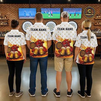 Bull & Cheer Beers Dartboard Custom Funny Darts Quarter-Zip Shirts Women  Dart Team Jerseys | White NYN2273