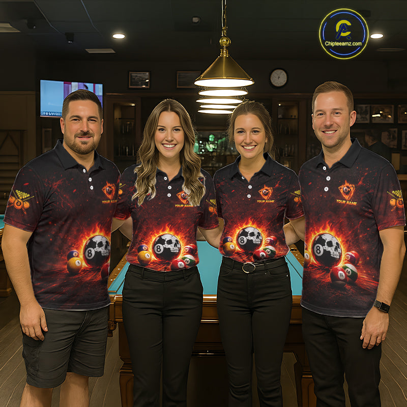 Fire Flame Grunge Pool Ball 3D Billiard Shirt For Men Personalized Skull 8 Ball Billiard Gifts NYN2568