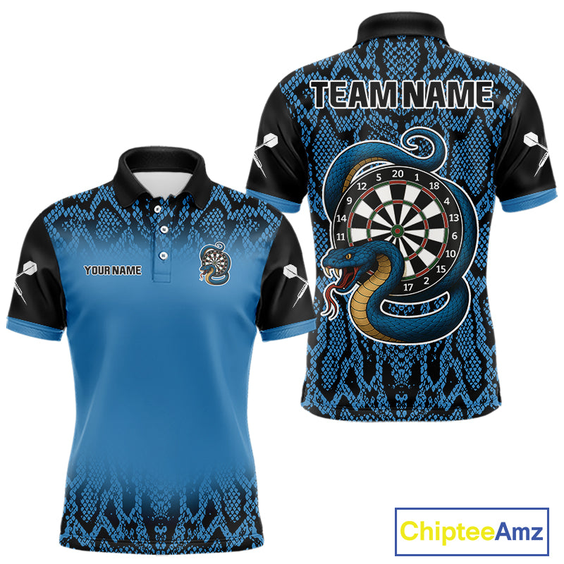 Navy Snake & Reptile Skin With Striking Dartboard Darts Shirt For Men - Custom Name NYN0372