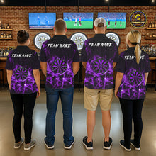 Load image into Gallery viewer, Custom Thunder Lightning Dartboard Men Dart Polo &amp; 1/4-Zip Shirt, Gifts For Dart Players | Purple NYN3338