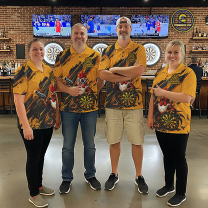 Black And Yellow Grunge Funny Women Dart Shirt Custom Rooster Gun Polo & 1/4-Zip Dart Clothing NYN3344