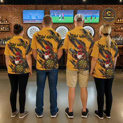 Black And Yellow Grunge Funny Women Dart Shirt Custom Rooster Gun Polo & 1/4-Zip Dart Clothing NYN3344