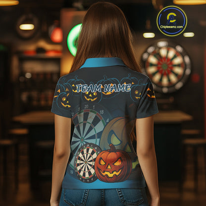 Custom Halloween Funny Darts Polo Jerseys For Women, Darts Team Shirt NYN0832