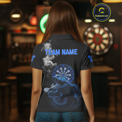 Black And Blue Crocodile Grey Smoke Custom Dart Men Polo Shirt Funny Dart Jerseys NYN1791