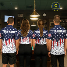 Load image into Gallery viewer, Blue Red American Flag 8 Ball Pool Men Billiard Ball Cue Shirt Custom Patriotic Billiard Team Attire NYN2733