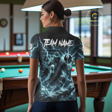 Load image into Gallery viewer, Lightning Turquoise Grim Reaper Beer 8 Ball Pool Women Billiard Shirt Personalized Billiard Team Names NYN2735