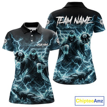 Load image into Gallery viewer, Lightning Turquoise Grim Reaper Beer 8 Ball Pool Women Billiard Shirt Personalized Billiard Team Names NYN2735