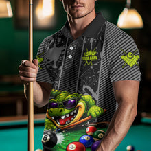 Load image into Gallery viewer, Personalized Funny Crocodile Plays Billiard Pool Shirt Custom 8 Ball Billiard Team Attire For Men NYN2953