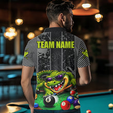 Load image into Gallery viewer, Personalized Funny Crocodile Plays Billiard Pool Shirt Custom 8 Ball Billiard Team Attire For Men NYN2953