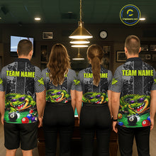 Load image into Gallery viewer, Personalized Funny Crocodile Plays Billiard Pool Shirt Custom 8 Ball Billiard Team Attire For Men NYN2953