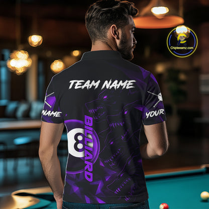 Purple Geometric Wolf 8 Ball Pool Claws Men Billiard Shirt Personalized Pool Balls Billiard Attire NYN2739