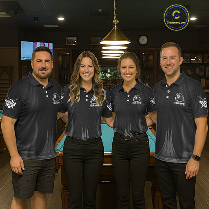 Black 8 Ball Pool Billiard Polo & Quarter-Zip Shirt For Women Personalized Ball Billiard Team Attire NYN2746