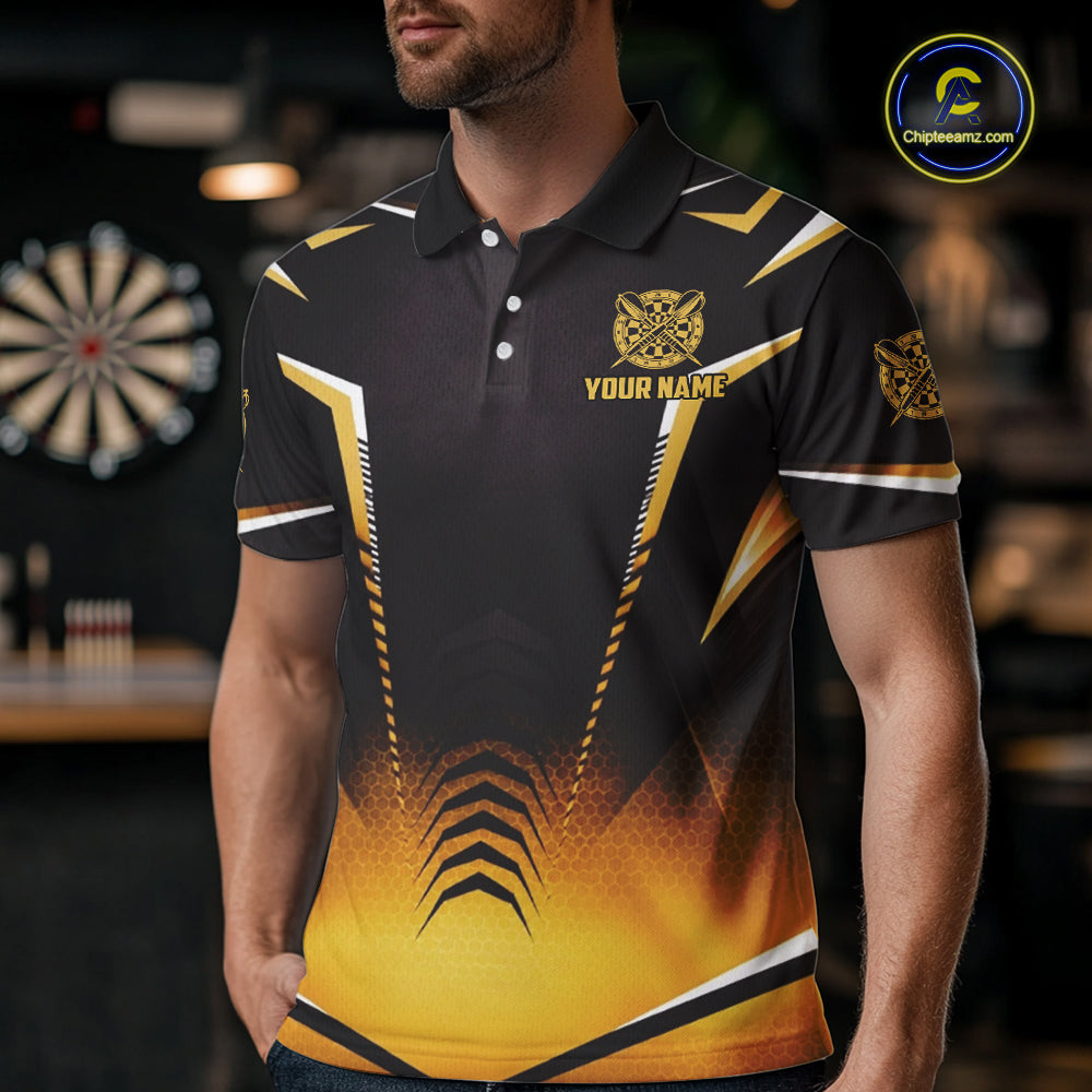 Personalized Yellow Dartboard Crown Darts Polo & 1/4-Zip Shirt For Men Dart Team Dart Jerseys NYN2956