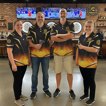 Personalized Yellow Dartboard Crown Darts Polo & 1/4-Zip Shirt For Men Dart Team Dart Jerseys NYN2956