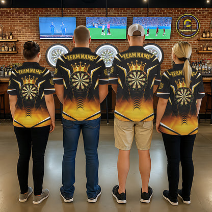 Personalized Yellow Dartboard Crown Darts Polo & 1/4-Zip Shirt For Men Dart Team Dart Jerseys NYN2956