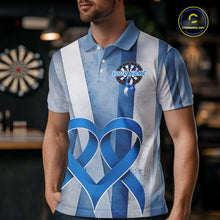 Load image into Gallery viewer, White and blue grunge ribbon dartboard shirt for men prostate cancer jersey
