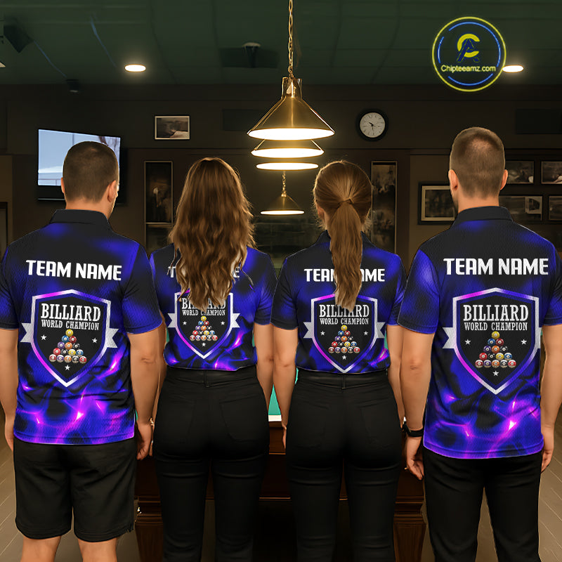 Personalized Blue Holographic Billiard Ball Shirt For Men Pool 8 Ball Billiard Team Jersey NYN2312