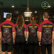 Load image into Gallery viewer, Custom Red Billiard Polo &amp; Quarter-Zip Jerseys For Men Gold 8 Ball Pool Team Jersey NYN2314