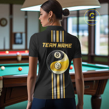 Load image into Gallery viewer, Black &amp; Gold Yin And Yang 8 Ball &amp; 9 Ball Pool Billiard Jerseys For Women Custom Billiard Team Shirt NYN2753