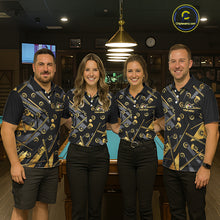 Load image into Gallery viewer, Black &amp; Gold Yin And Yang 8 Ball &amp; 9 Ball Pool Billiard Jerseys For Women Custom Billiard Team Shirt NYN2753