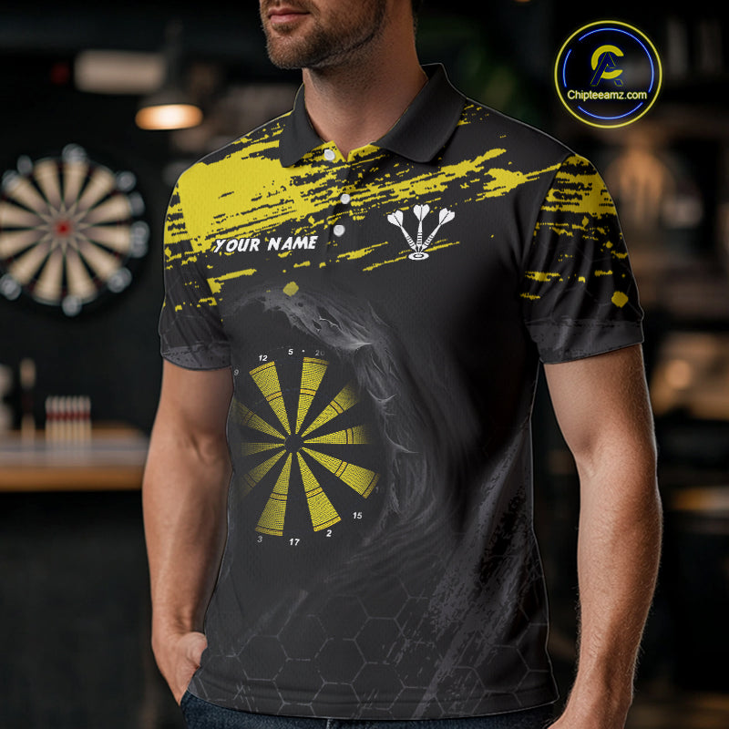 Custom Black And Yellow Dartboards Hexagon Dart Shirts For Men Outfits Grunge Dart Jerseys NYN0049