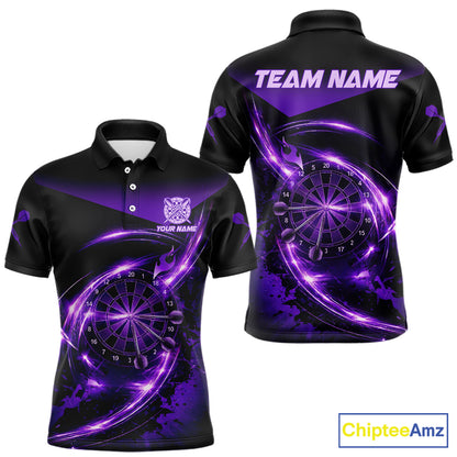 Thunder Purple Dartboard Men Dart Polo & 1/4-Zip Shirt Custom Name Splatter Dart Jersey For Darters NYN2964