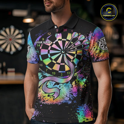 Holographic Splatter Dartboard Men Dart Shirt Custom Name Grunge Ribbon Dart Jersey For Darters NYN2967