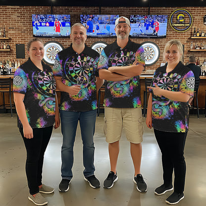 Holographic Splatter Dartboard Men Dart Shirt Custom Name Grunge Ribbon Dart Jersey For Darters NYN2967