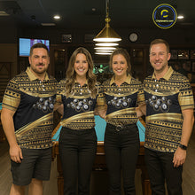 Load image into Gallery viewer, Gold Tribal 8 Ball Pool Shirts Women Billiard Polo &amp; 1/4 Zip Shirt Custom Pool Billiard Team Jerseys NYN2971