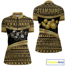 Load image into Gallery viewer, Gold Tribal 8 Ball Pool Shirts Women Billiard Polo &amp; 1/4 Zip Shirt Custom Pool Billiard Team Jerseys NYN2971