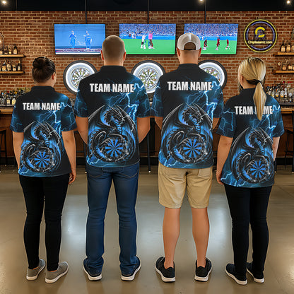 Personalized Women Dragon Dart Polo 1/4-Zip Shirt Custom Name Team Thunder Dragon Dart Jersey | Blue NYN3370