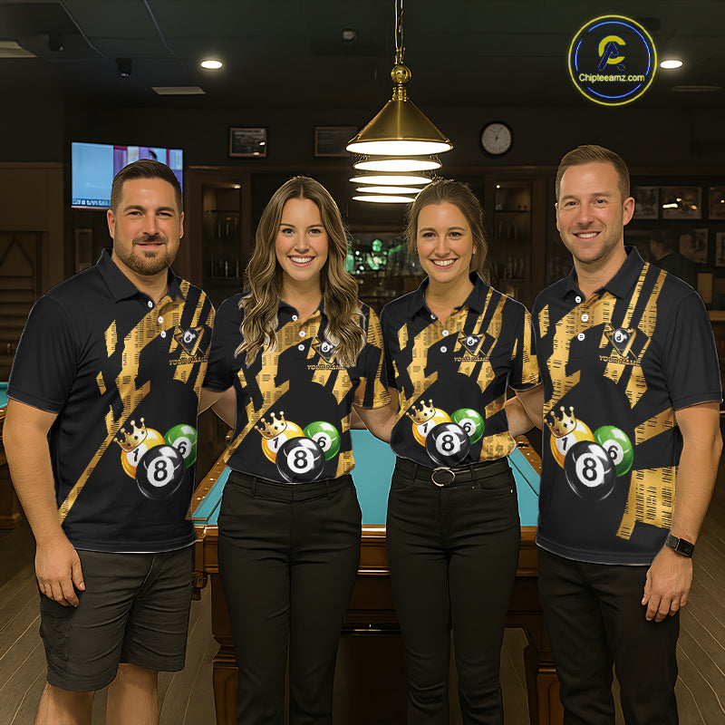 Gold Crown Ball Billiard Ball Shirts For Men Personalized Attire Billiard Team Shirts NYN2324