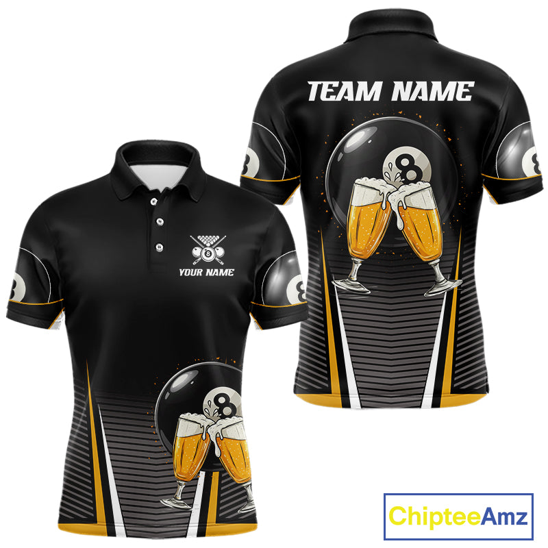 Custom Funny Cheer Beer & 8 Ball Men's Billiard Shirts Personalized Billiard Apparel Gifts NYN2326