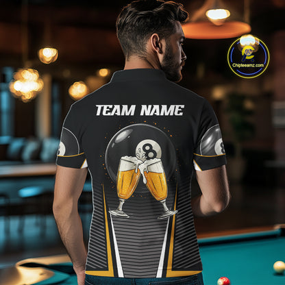 Custom Funny Cheer Beer & 8 Ball Men's Billiard Shirts Personalized Billiard Apparel Gifts NYN2326
