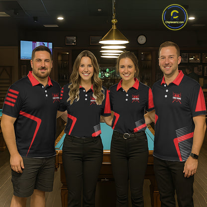Black & Red Skull Pool 8 Ball Women Billiard Polo & 1/4-Zip Shirt Personalized Ball Billiard Attire NYN2593