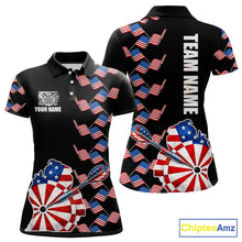 Load image into Gallery viewer, Custom American Flag Pattern Dartboard Darts Polo Shirts For Women Patriotic Darts Team Jerseys NYN2756