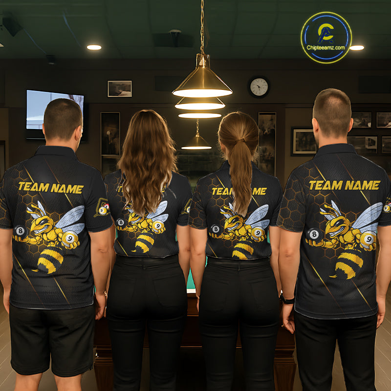 Yellow Hexagon Funny Bee 8 Ball & 9 Ball Pool Billiard Jerseys For Men Custom Billiard Team Appeal NYN2758